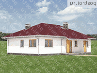 A-108-1P проект одноэтажного коттеджа из пенобетона размером 8 на 15  - вид справа