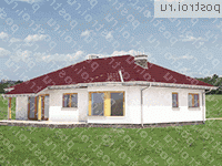 A-108-1P проект одноэтажного коттеджа из пенобетона размером 8 на 15  - вид сзади