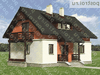 A-114-1P проект одноэтажного коттеджа из пенобетона с мансардой размером 10 на 13  - вид справа