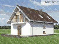 A-123-1P проект одноэтажного коттеджа из газобетона с мансардой размером 11 на 8  - вид справа