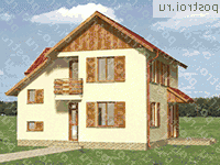 A-124-1K проект одноэтажного коттеджа из кирпича с мансардой размером 9 на 9  - вид спереди