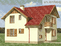 A-124-1K проект одноэтажного коттеджа из кирпича с мансардой размером 9 на 9  - вид справа