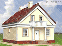 A-127-1P проект одноэтажного коттеджа из газобетона с мансардой размером 9 на 10  - вид спереди