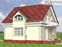 A-127-1P проект одноэтажного коттеджа из газобетона с мансардой размером 9 на 10  - вид справа