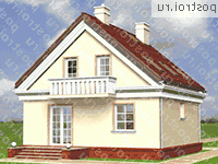 A-127-1P проект одноэтажного коттеджа из газобетона с мансардой размером 9 на 10  - вид сзади