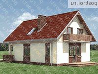 A-128-1K проект одноэтажного коттеджа из кирпича с мансардой размером 10 на 7 - вид слева A-128-1K проект одноэтажного коттеджа из кирпича с мансардой размером 10 на 7 - вид слева