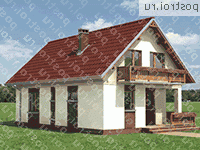 A-128-1K проект одноэтажного коттеджа из кирпича с мансардой размером 10 на 7 - вид справа A-128-1K проект одноэтажного коттеджа из кирпича с мансардой размером 10 на 7 - вид справа