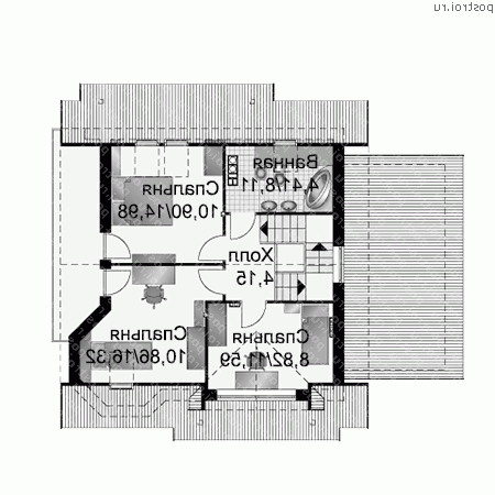 A-134-1P проект одноэтажного дома из газобетона с мансардой и гаражом размером 9 на 12  - мансарда