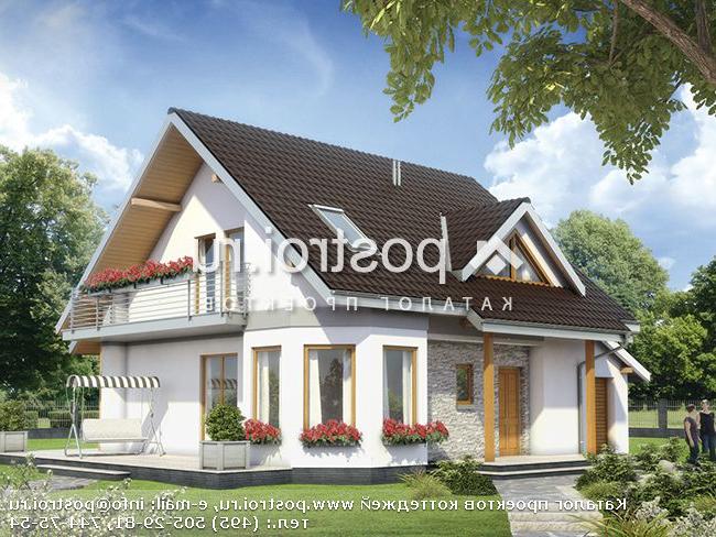 A-134-1P проект одноэтажного дома из газобетона с мансардой и гаражом размером 9 на 12 