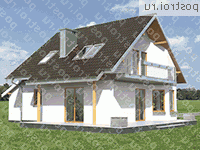 A-134-1P проект одноэтажного дома из газобетона с мансардой и гаражом размером 9 на 12  - вид справа