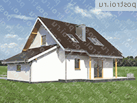 A-134-1P проект одноэтажного дома из газобетона с мансардой и гаражом размером 9 на 12  - вид сзади