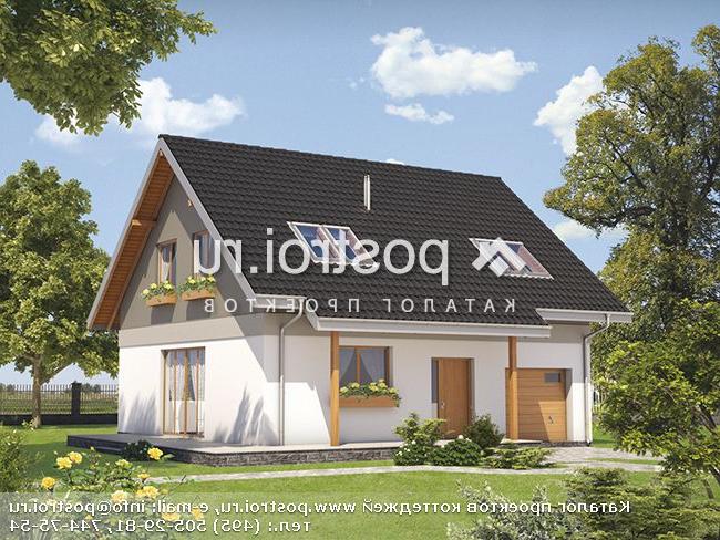 A-160-1P проект одноэтажного дома из пеноблоков с мансардой и гаражом размером 9 на 10 