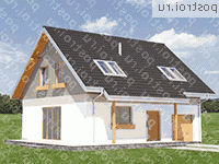 A-160-1P проект одноэтажного дома из пеноблоков с мансардой и гаражом размером 9 на 10  - вид справа