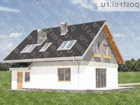 A-160-1P проект одноэтажного дома из пеноблоков с мансардой и гаражом размером 9 на 10  - вид сзади