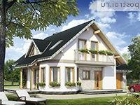 A-163-1P проект одноэтажного дома из пеноблоков с мансардой и гаражом размером 10 на 12 