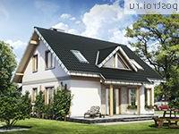 A-163-1P проект одноэтажного дома из пеноблоков с мансардой и гаражом размером 10 на 12 