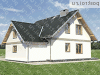 A-163-1P проект одноэтажного дома из пеноблоков с мансардой и гаражом размером 10 на 12  - вид сзади