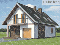 A-164-1P проект одноэтажного дома из пеноблоков с мансардой и гаражом размером 13 на 8  - вид спереди