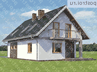 A-164-1P проект одноэтажного дома из пеноблоков с мансардой и гаражом размером 13 на 8  - вид слева