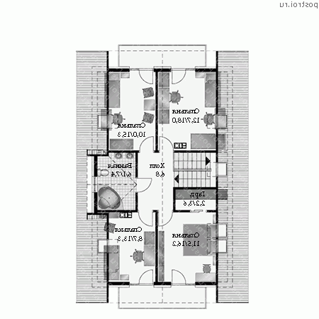 A-164-1P проект одноэтажного дома из пеноблоков с мансардой и гаражом размером 13 на 8  - мансарда