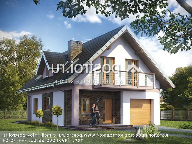 A-164-1P проект одноэтажного дома из пеноблоков с мансардой и гаражом размером 13 на 8 