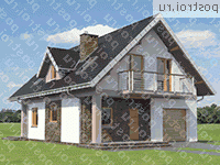 A-164-1P проект одноэтажного дома из пеноблоков с мансардой и гаражом размером 13 на 8  - вид справа