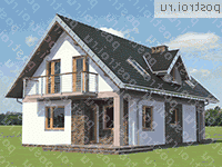 A-164-1P проект одноэтажного дома из пеноблоков с мансардой и гаражом размером 13 на 8  - вид сзади