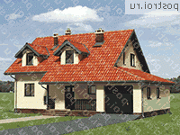 A-167-1P проект одноэтажного дома из пеноблоков с мансардой и гаражом размером 10 на 13  - вид спереди