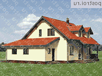 A-167-1P проект одноэтажного дома из пеноблоков с мансардой и гаражом размером 10 на 13  - вид слева