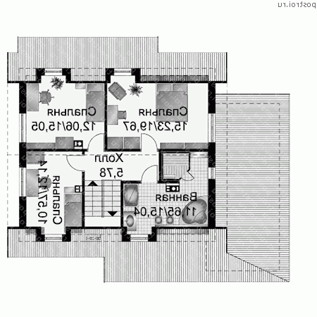 A-167-1P проект одноэтажного дома из пеноблоков с мансардой и гаражом размером 10 на 13  - мансарда