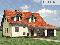 A-167-1P проект одноэтажного дома из пеноблоков с мансардой и гаражом размером 10 на 13  - вид справа