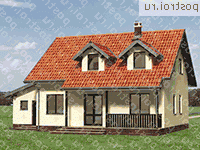 A-167-1P проект одноэтажного дома из пеноблоков с мансардой и гаражом размером 10 на 13  - вид сзади