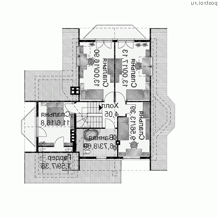 A-174-1P проект одноэтажного дома из пеноблоков с мансардой и гаражом размером 12 на 12  - мансарда