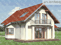 A-174-1P проект одноэтажного дома из пеноблоков с мансардой и гаражом размером 12 на 12  - вид сзади