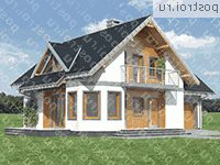 A-182-1P проект одноэтажного дома из пеноблоков с мансардой и гаражом размером 8 на 13  - вид спереди