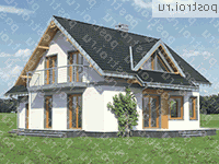 A-182-1P проект одноэтажного дома из пеноблоков с мансардой и гаражом размером 8 на 13  - вид справа