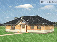 A-183-1K проект одноэтажного коттеджа из кирпича размером 10 на 16  - вид спереди