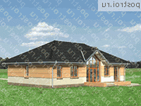 A-183-1K проект одноэтажного коттеджа из кирпича размером 10 на 16  - вид слева