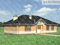 A-183-1K проект одноэтажного коттеджа из кирпича размером 10 на 16  - вид справа