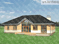 A-183-1K проект одноэтажного коттеджа из кирпича размером 10 на 16  - вид сзади