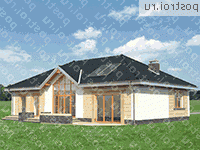 A-195-1P проект одноэтажного коттеджа из пенобетона размером 10 на 16  - вид сзади