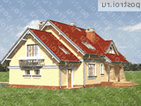 A-197-1P проект одноэтажного коттеджа из пенобетона с мансардой и гаражом размером 9 на 15  - вид слева