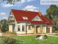 A-197-1P проект одноэтажного коттеджа из пенобетона с мансардой и гаражом размером 9 на 15 