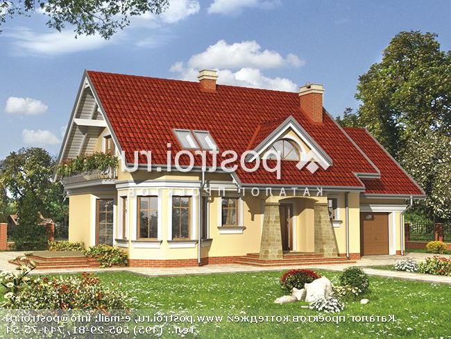 A-197-1P проект одноэтажного коттеджа из пенобетона с мансардой и гаражом размером 9 на 15 