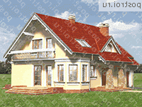 A-197-1P проект одноэтажного коттеджа из пенобетона с мансардой и гаражом размером 9 на 15  - вид справа