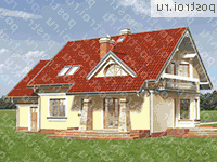 A-197-1P проект одноэтажного коттеджа из пенобетона с мансардой и гаражом размером 9 на 15  - вид сзади