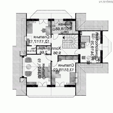 A-204-1P проект одноэтажного дома из пенобетона с мансардой и гаражом размером 12 на 13  - мансарда