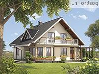 A-204-1P проект одноэтажного дома из пенобетона с мансардой и гаражом размером 12 на 13 