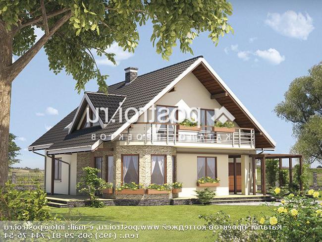 A-204-1P проект одноэтажного дома из пенобетона с мансардой и гаражом размером 12 на 13 