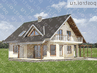 A-204-1P проект одноэтажного дома из пенобетона с мансардой и гаражом размером 12 на 13  - вид справа